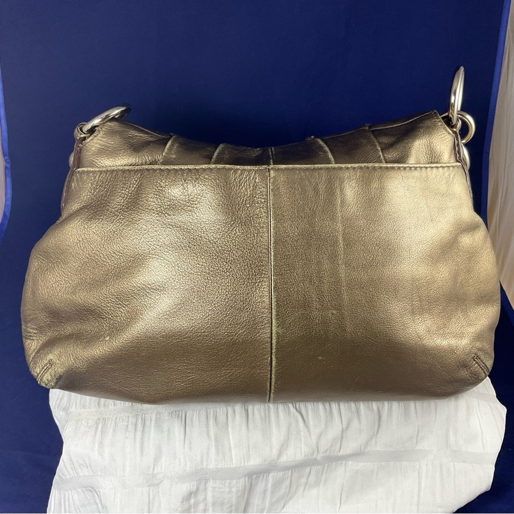 Coach Metallic Leather Hobo Shoulder Bag | Gold Bronz - Picture 9 of 16
